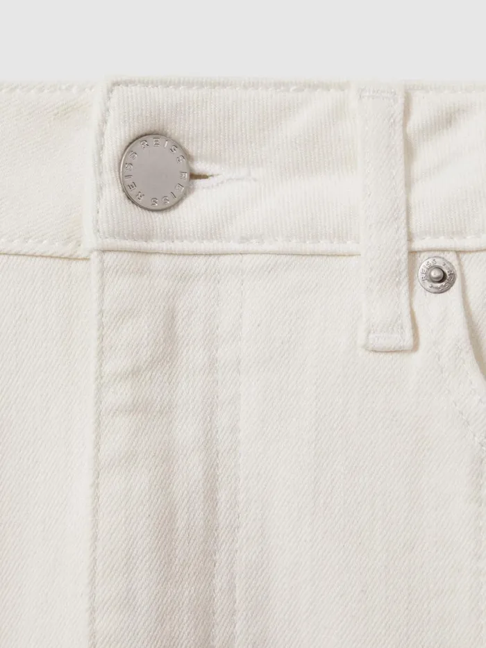 Women Reiss Skirts Danica High Rise Denim Midi Skirt Ivory