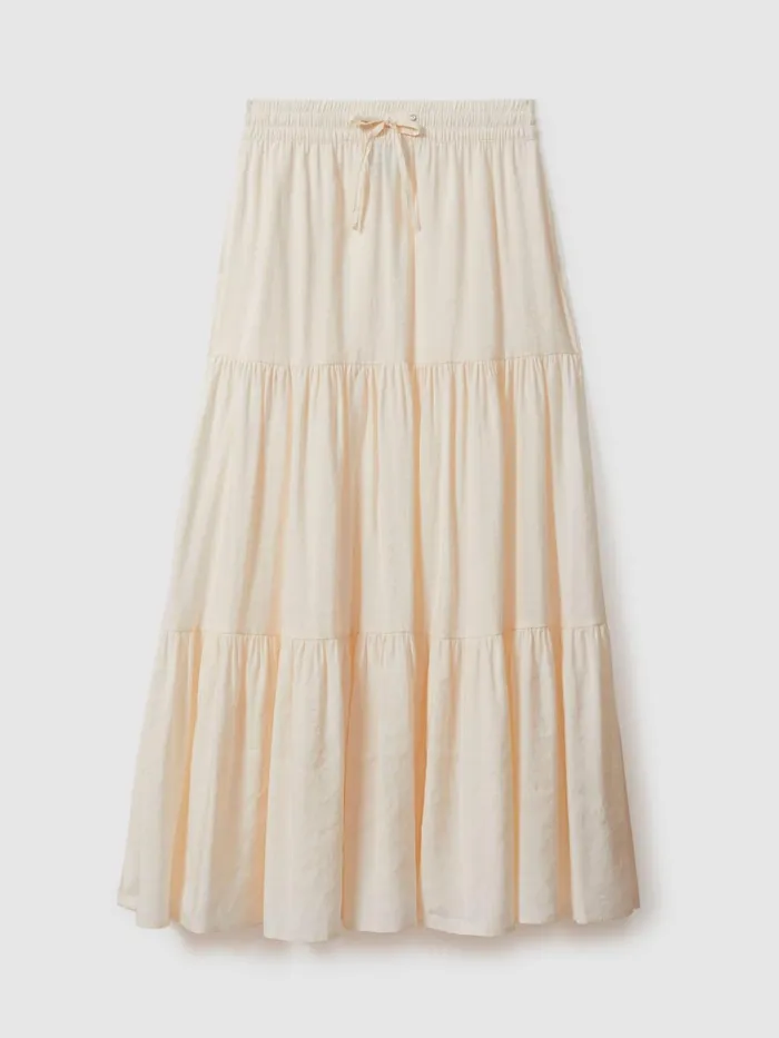 Women Reiss Skirts Tammy Tiered Drawstring Maxi Skirt Neutral