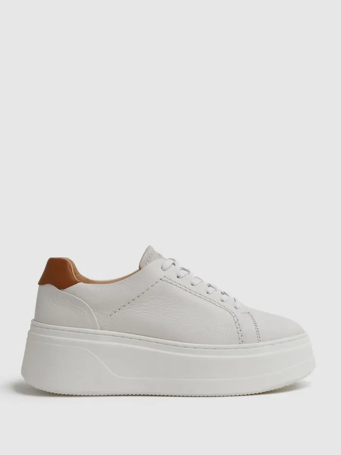 Women Reiss Sneakers Connie Chunky Leather Trainers White