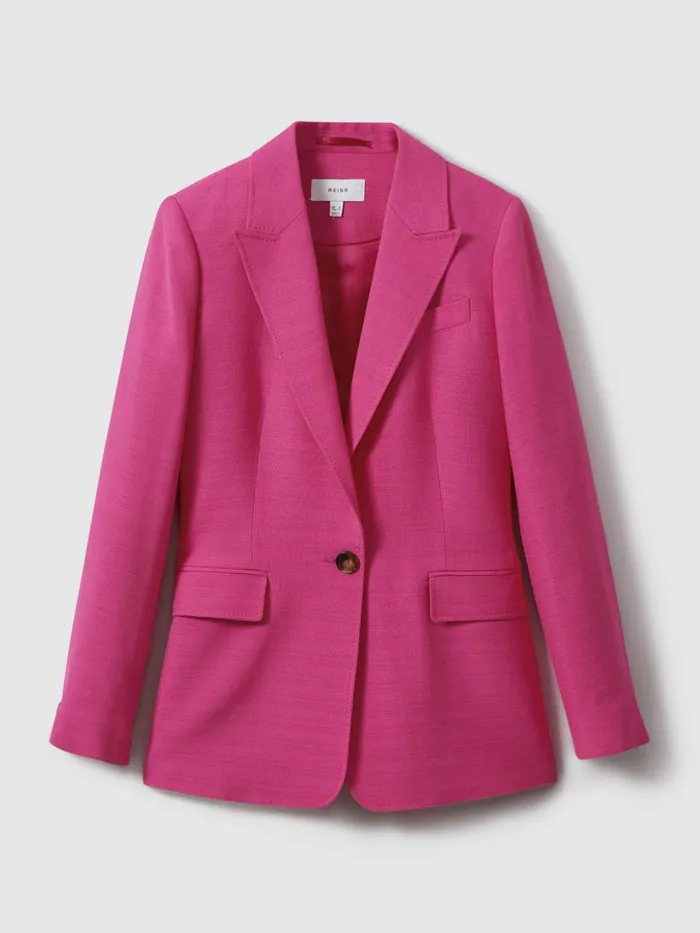 Women Reiss Suits and Tailoring Hewey Tailored Textured Single Breasted Suit Blazer Pink