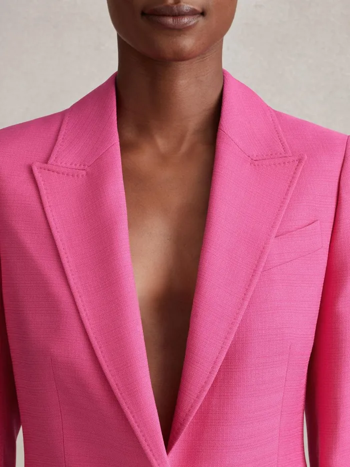 Women Reiss Suits and Tailoring Hewey Tailored Textured Single Breasted Suit Blazer Pink
