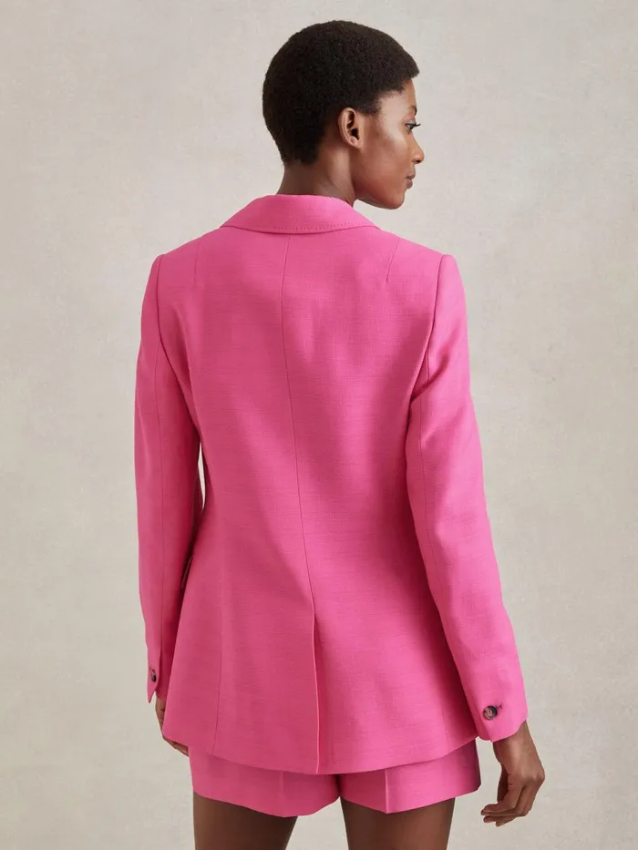 Women Reiss Suits and Tailoring Hewey Tailored Textured Single Breasted Suit Blazer Pink
