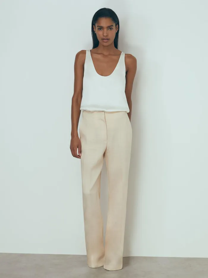 Women Reiss Suits and Tailoring Italian Textured Slim Flared Suit Trousers Blush Women Reiss Suits and Tailoring Italian Textured Slim Flared Suit Trousers Blush