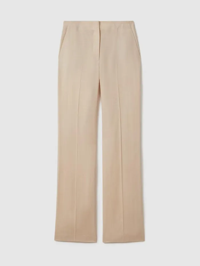 Women Reiss Suits and Tailoring Italian Textured Slim Flared Suit Trousers Blush