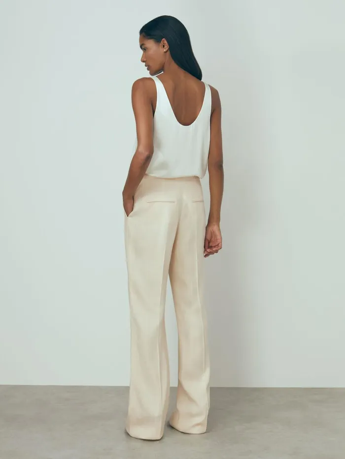 Women Reiss Suits and Tailoring Italian Textured Slim Flared Suit Trousers Blush