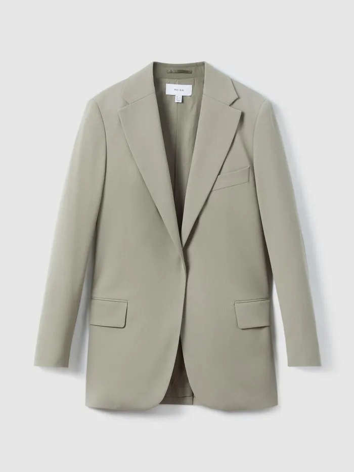 Women Reiss Suits and Tailoring Whitley Wool Blend Single Breasted Suit Blazer Green