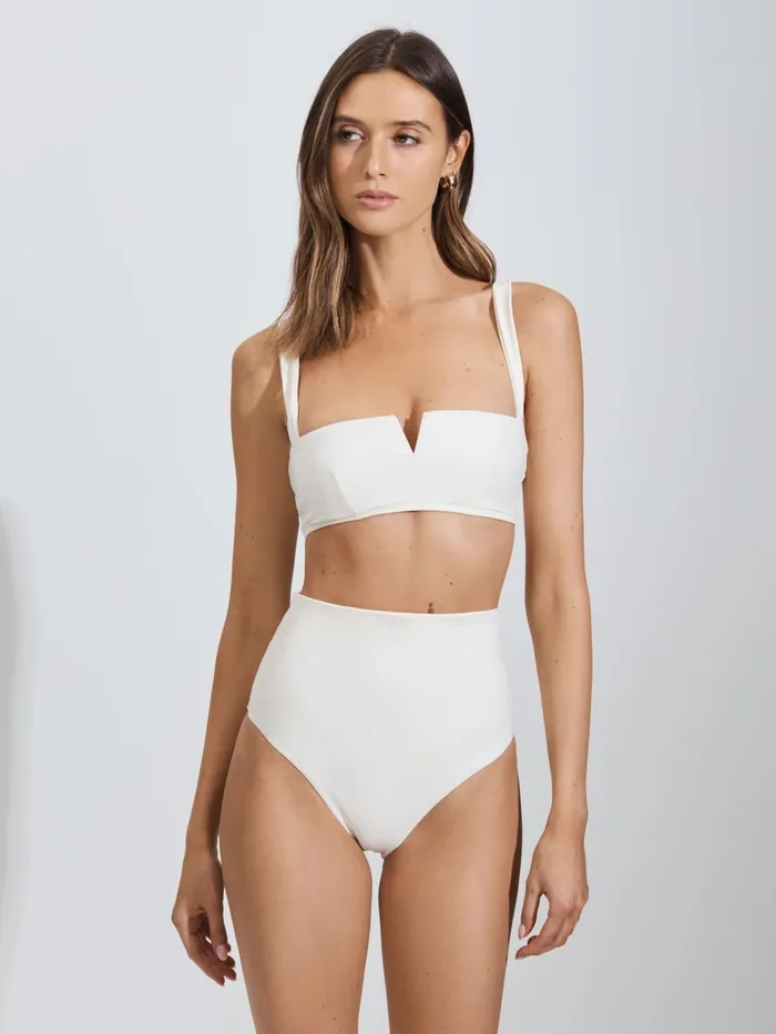 Women Reiss Swimwear Born High Rise Bikini Bottoms Pearl
