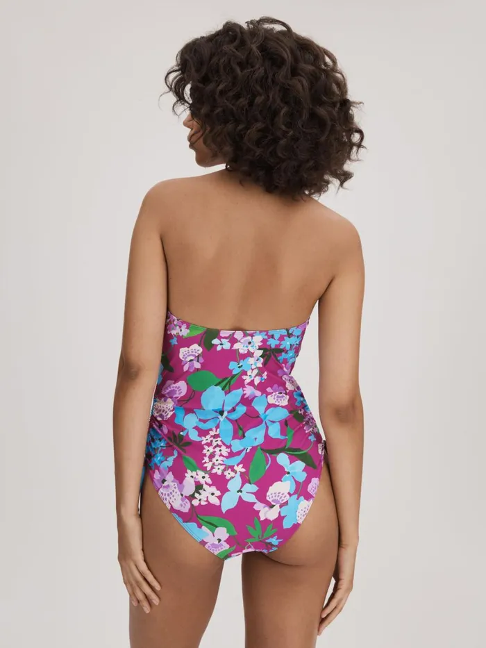Women Reiss Swimwear Printed Ruched Swimsuit Multi