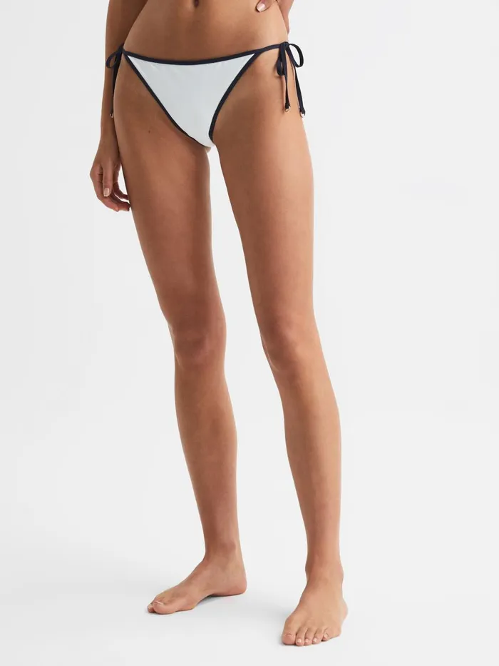 Women Reiss Swimwear Rutha Self Tie Bikini Bottoms Whitenavy