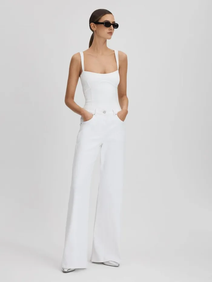 Women Reiss Tops American Good American Sweetheart Scuba Thong Bodies White
