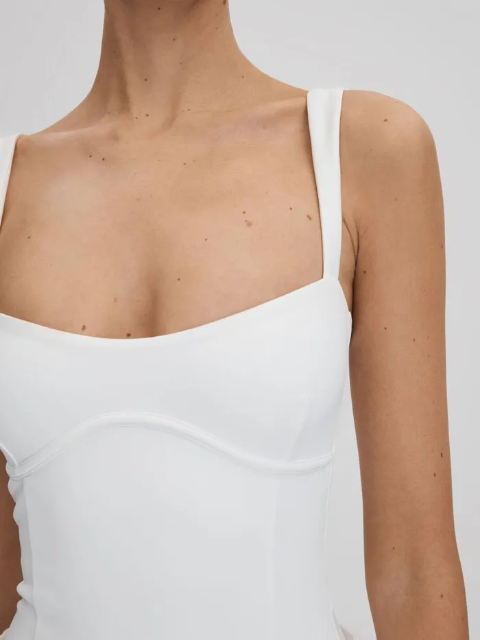 Women Reiss Tops American Good American Sweetheart Scuba Thong Bodies White