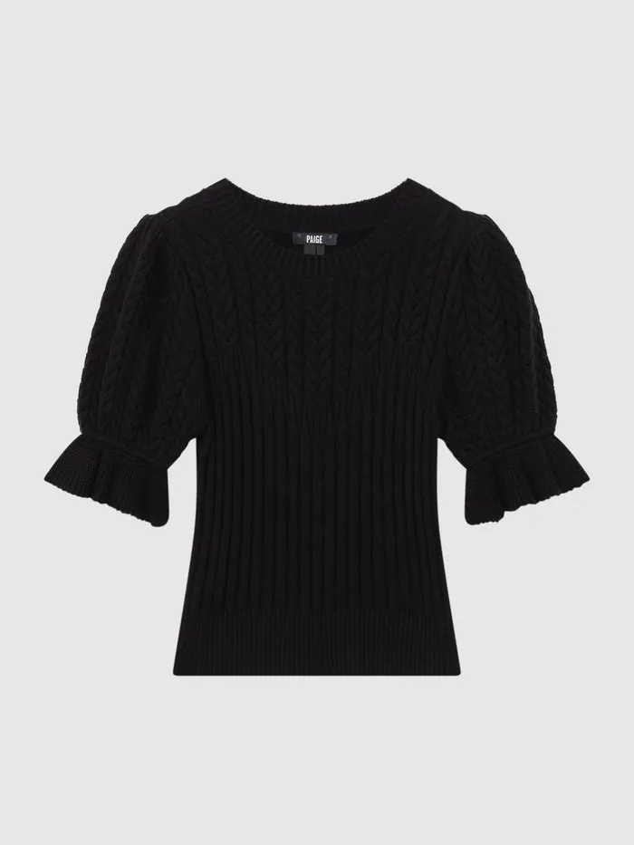 Women Reiss Tops CottonSilk Puff Sleeve Top Black