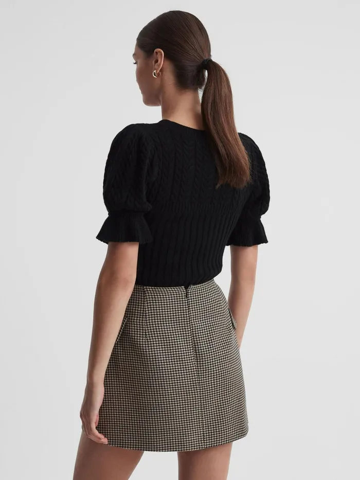 Women Reiss Tops CottonSilk Puff Sleeve Top Black