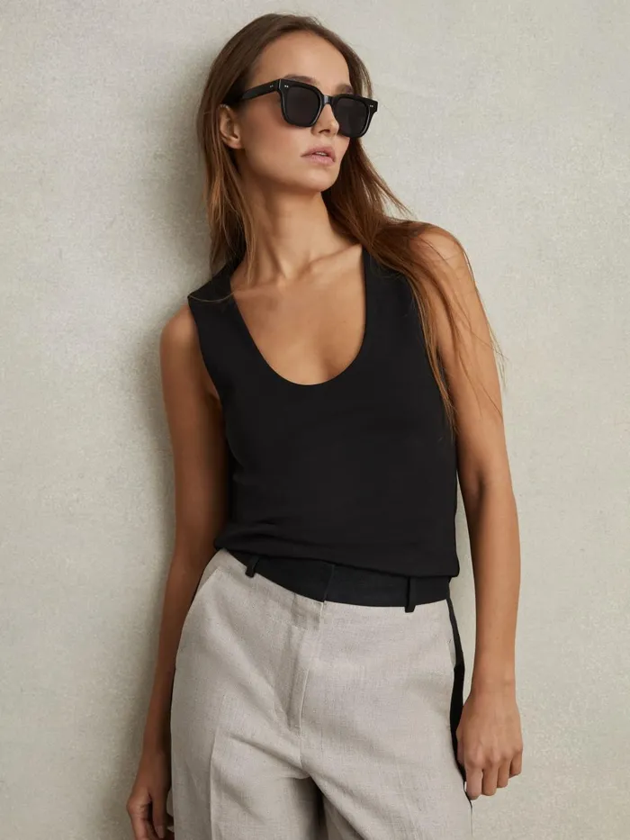 Women Reiss Tops Courtney Scoop Neck Vest Black