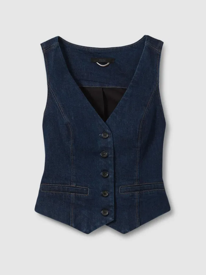 Women Reiss Tops Denim Waistcoat Edinburgh Blue