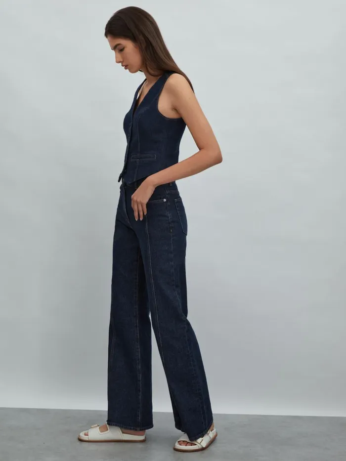 Women Reiss Tops Denim Waistcoat Edinburgh Blue