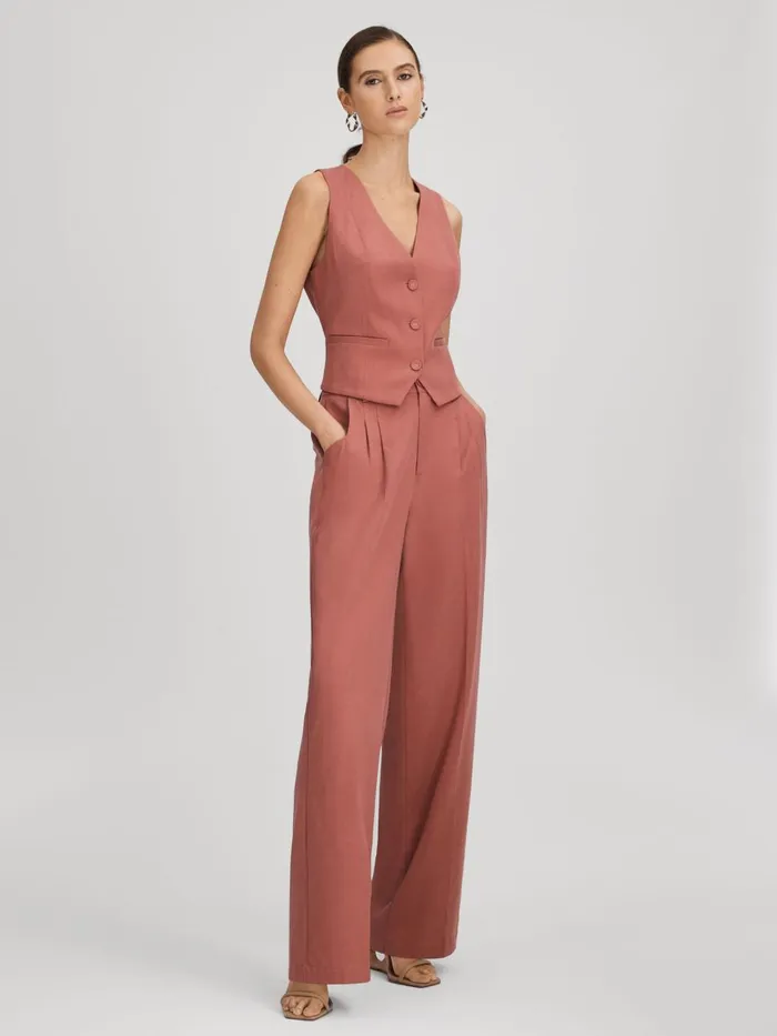 Women Reiss Tops Dusk Pink Tailored Single Breasted Waistcoat Dusk Pink