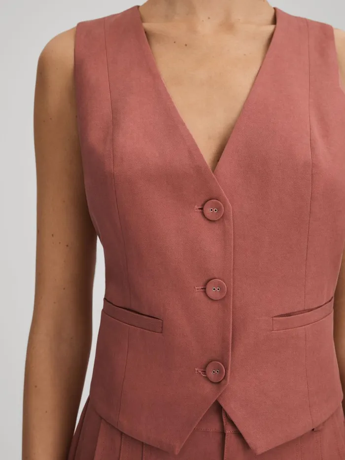 Women Reiss Tops Dusk Pink Tailored Single Breasted Waistcoat Dusk Pink