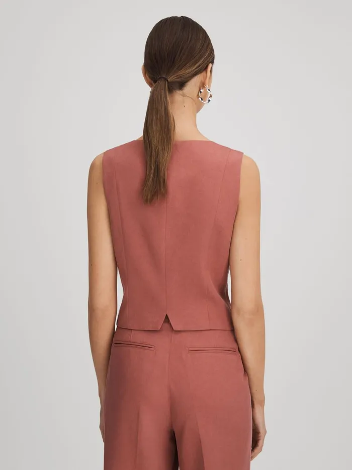 Women Reiss Tops Dusk Pink Tailored Single Breasted Waistcoat Dusk Pink