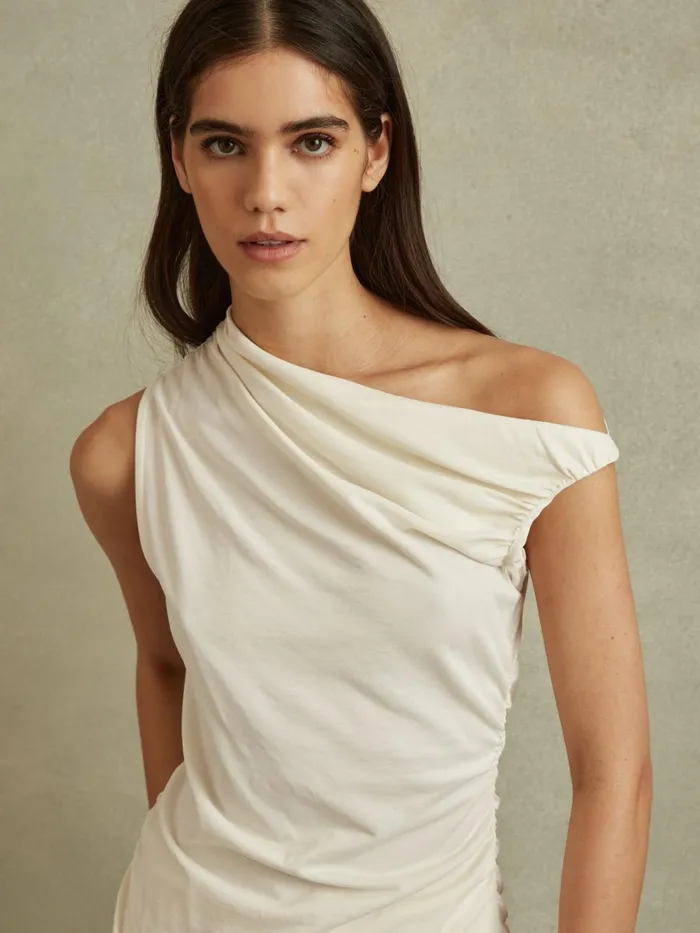 Women Reiss Tops Dylan Ruched OffTheShoulder Top Ivory
