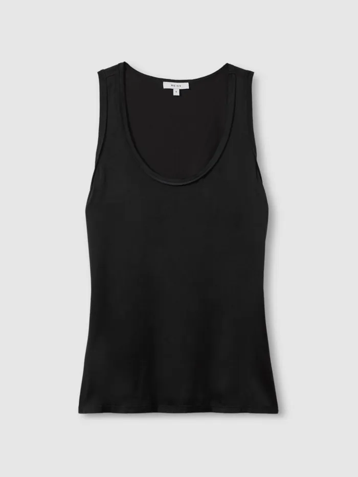 Women Reiss Tops Riley Silk Front Vest Black