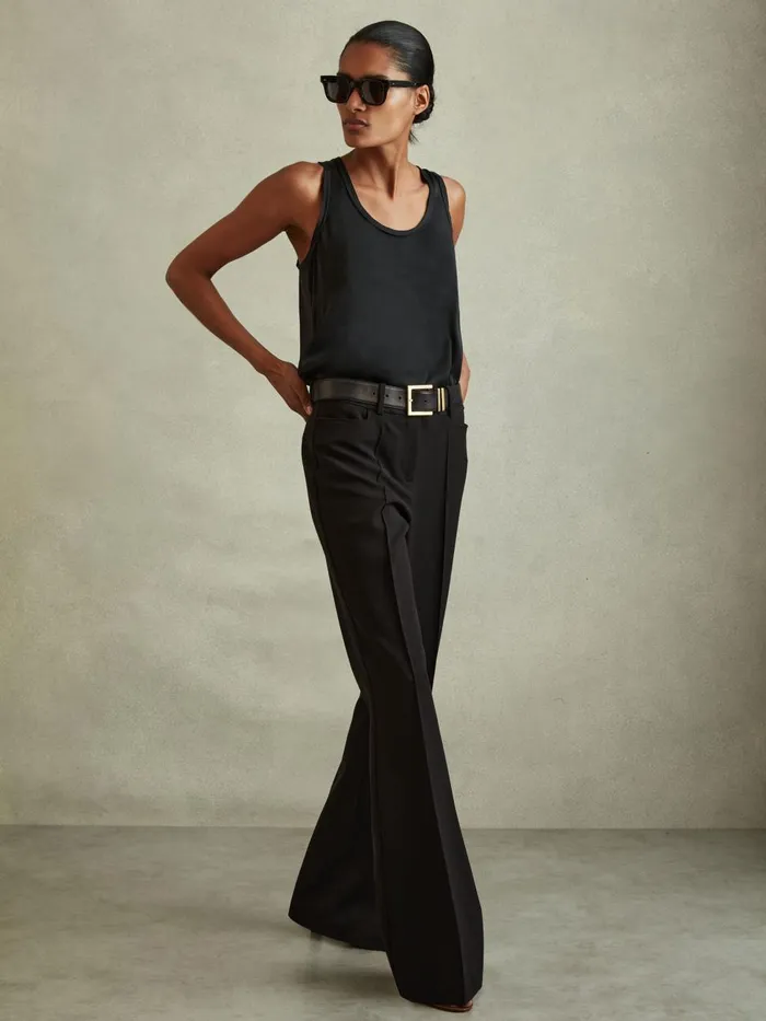 Women Reiss Tops Riley Silk Front Vest Black