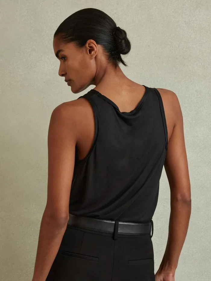 Women Reiss Tops Riley Silk Front Vest Black