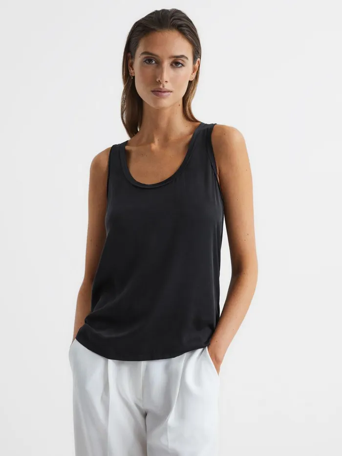 Women Reiss Tops Riley Silk Front Vest Black