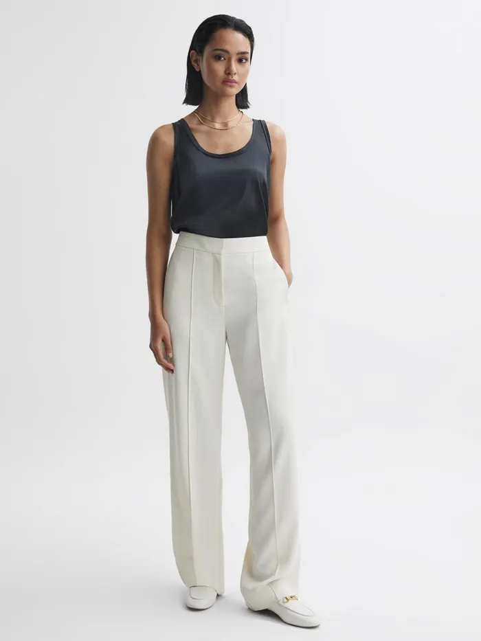 Women Reiss Tops Riley Silk Front Vest Navy