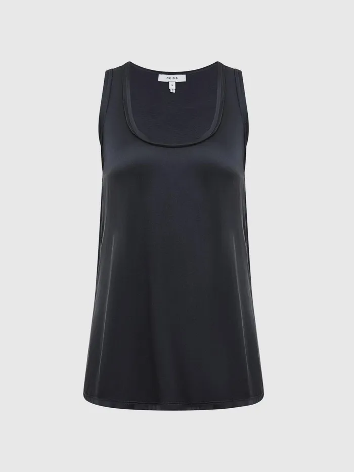 Women Reiss Tops Riley Silk Front Vest Navy