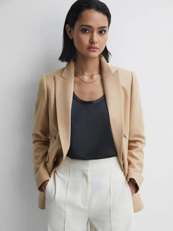 Women Reiss Tops Riley Silk Front Vest Navy