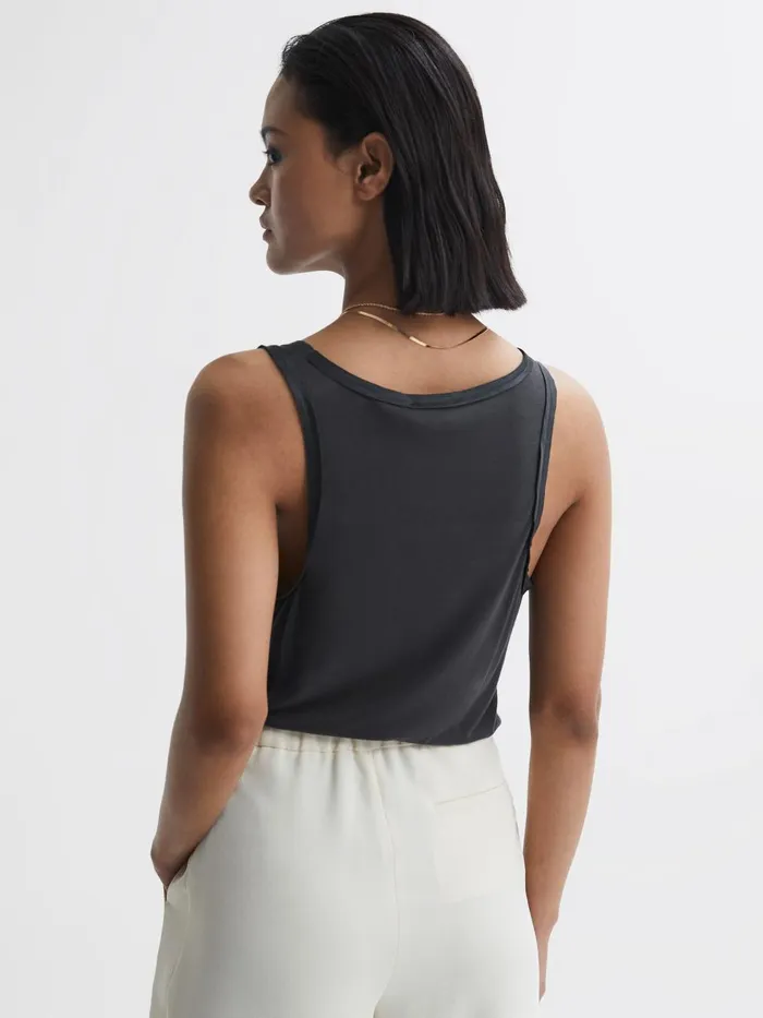 Women Reiss Tops Riley Silk Front Vest Navy