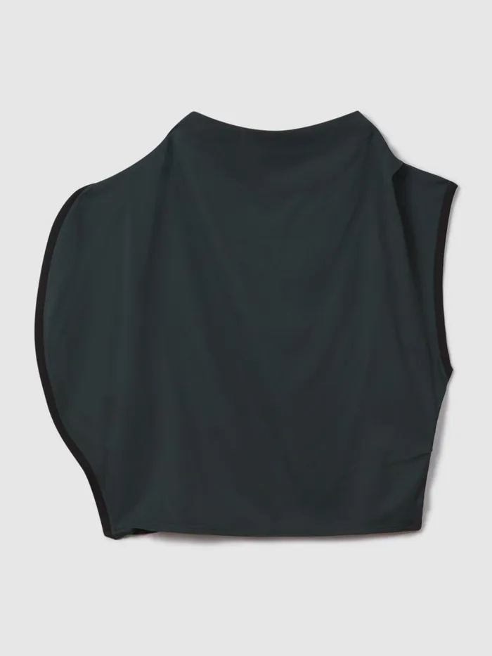 Women Reiss Tops Sara Asymmetric Contrast Trim Cropped Top Green