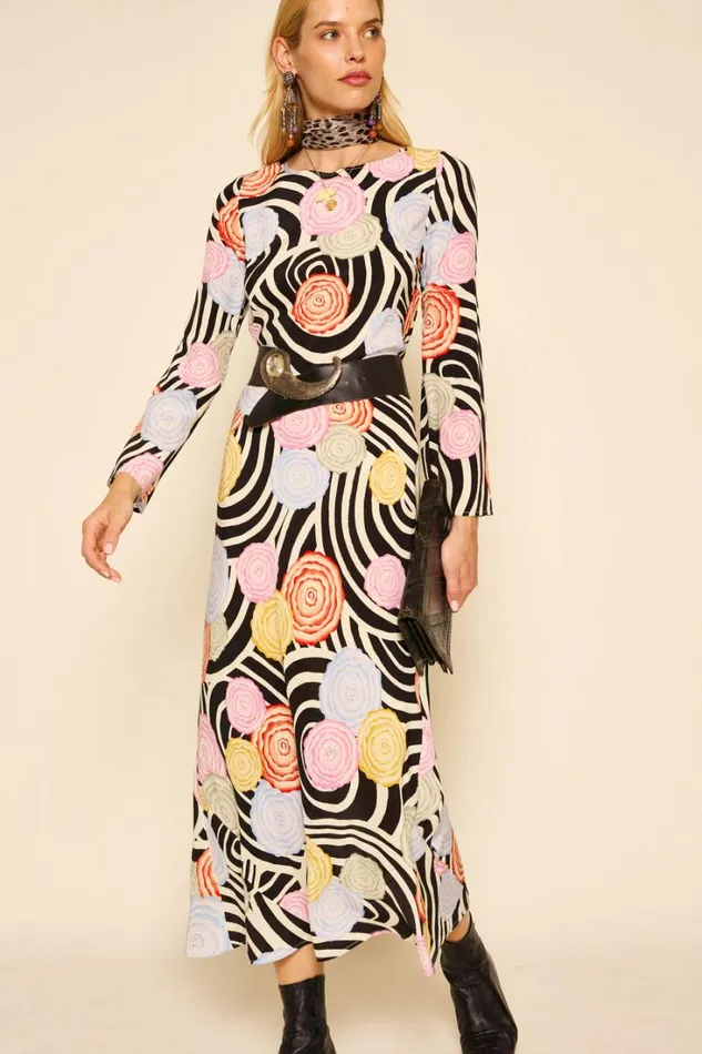 Women RIXO All Clothing Alondra Silk Midi Dress Whirlpool Floral Multi