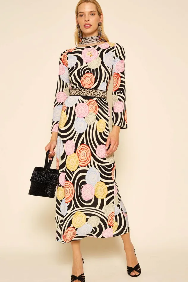 Women RIXO All Clothing Alondra Silk Midi Dress Whirlpool Floral Multi