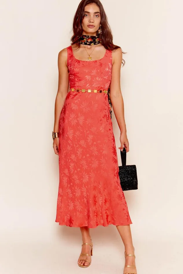 Women RIXO All Clothing Benedict Midi Dress Daisy Jacquard Cayenne