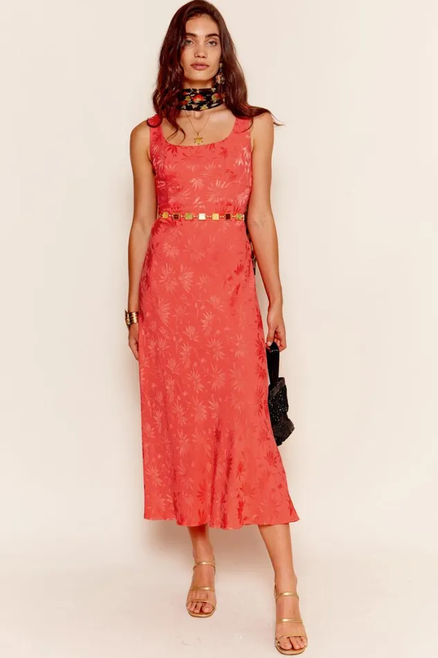 Women RIXO All Clothing Benedict Midi Dress Daisy Jacquard Cayenne