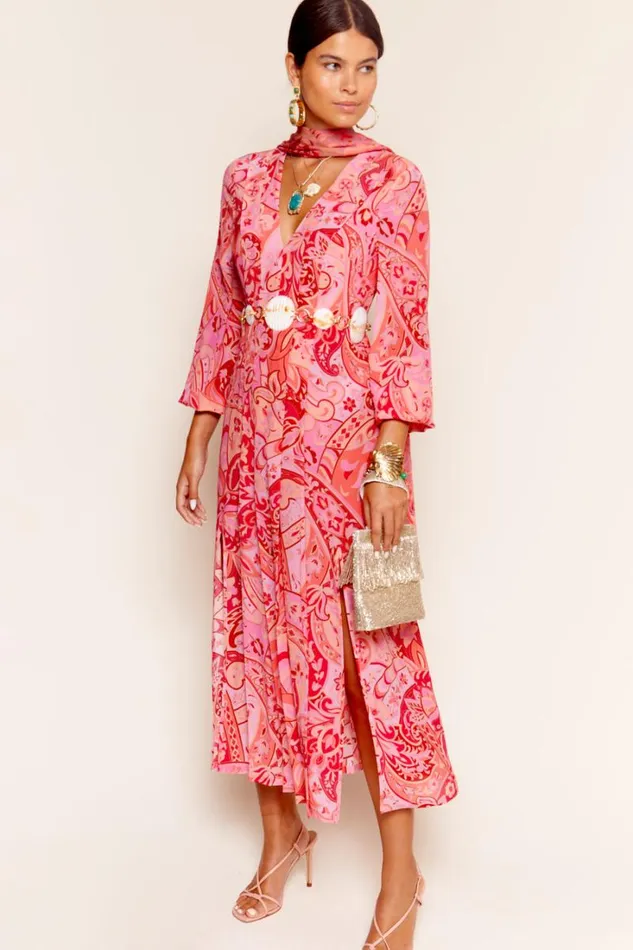 Women RIXO All Clothing Camellia Midi Dress Grace Paisley Magenta