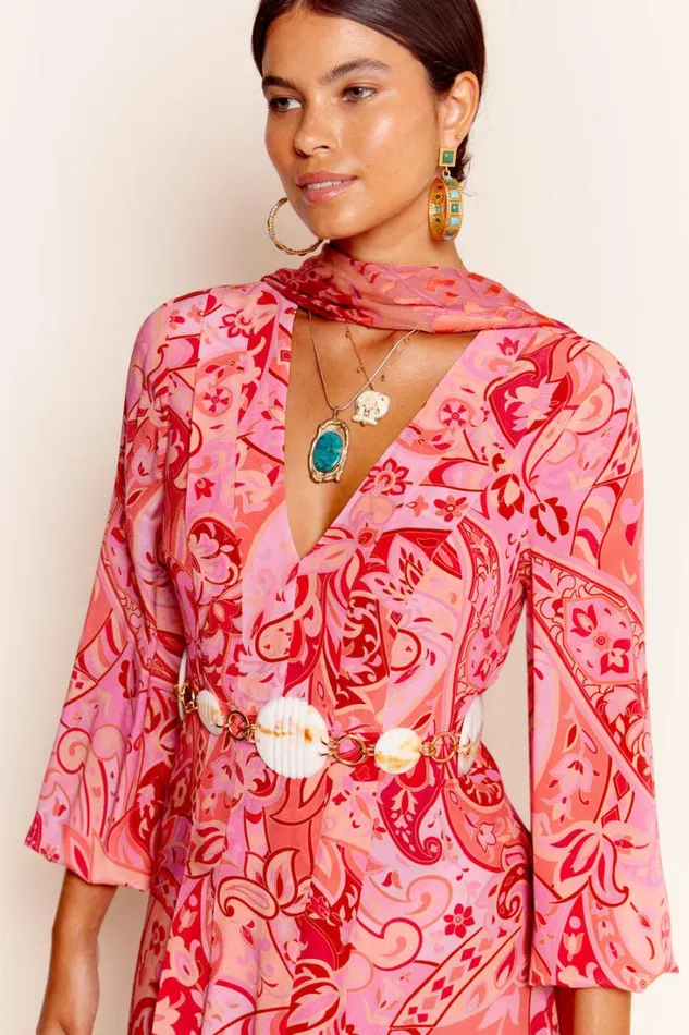Women RIXO All Clothing Camellia Midi Dress Grace Paisley Magenta