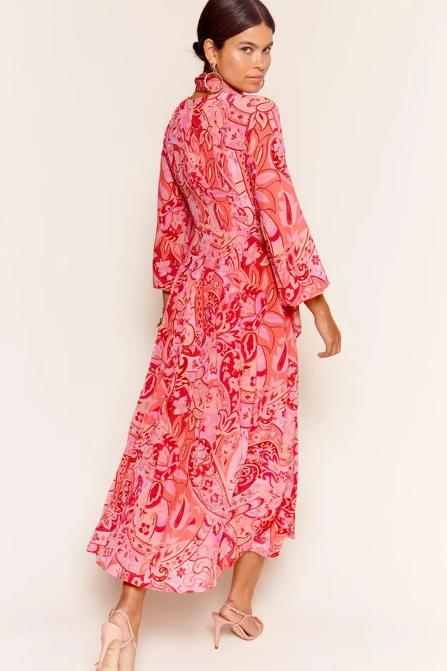 Women RIXO All Clothing Camellia Midi Dress Grace Paisley Magenta