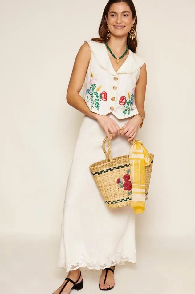 Women RIXO All Clothing Crystal Midi Skirt Cream