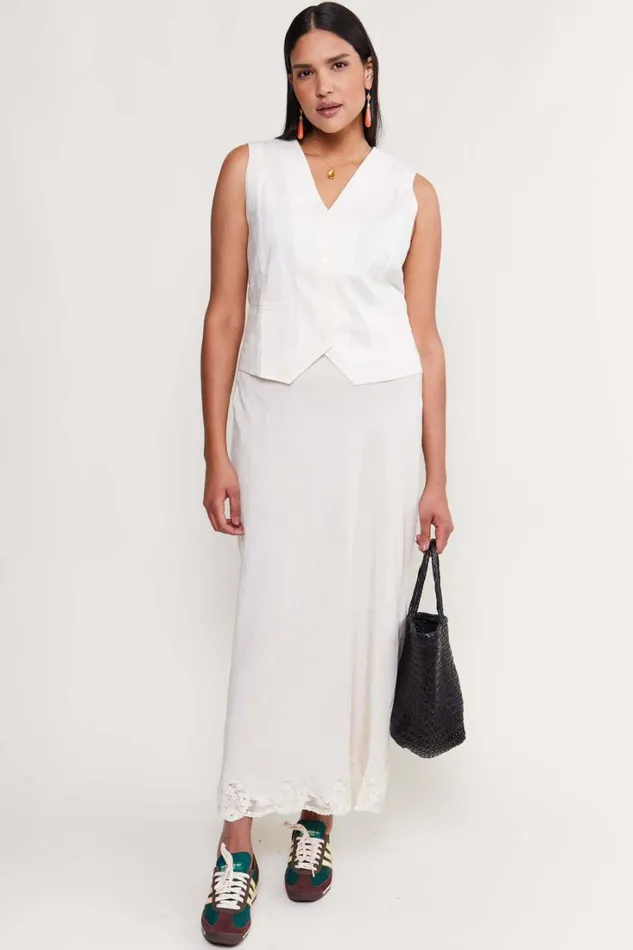 Women RIXO All Clothing Crystal Midi Skirt Cream