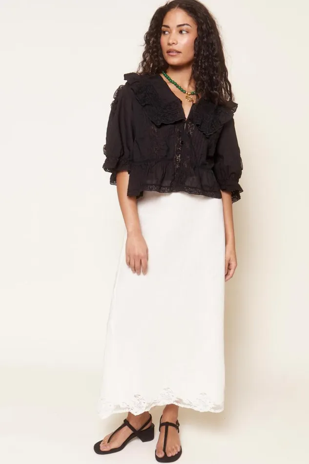 Women RIXO All Clothing Crystal Midi Skirt Cream