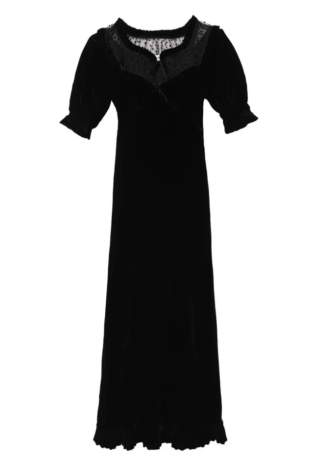 Women RIXO All Clothing Ilene Velvet Midi Dress Black