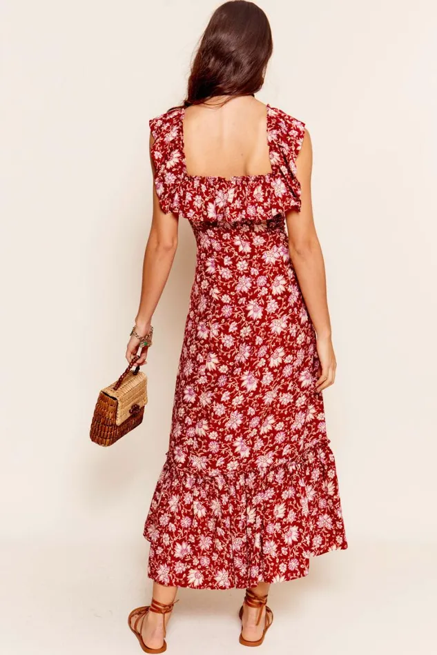 Women RIXO All Clothing June Midi Dress Jaipur Floral Red