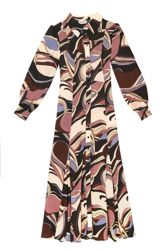 Women RIXO All Clothing Maddison Shirt Dress Swirl Mauve