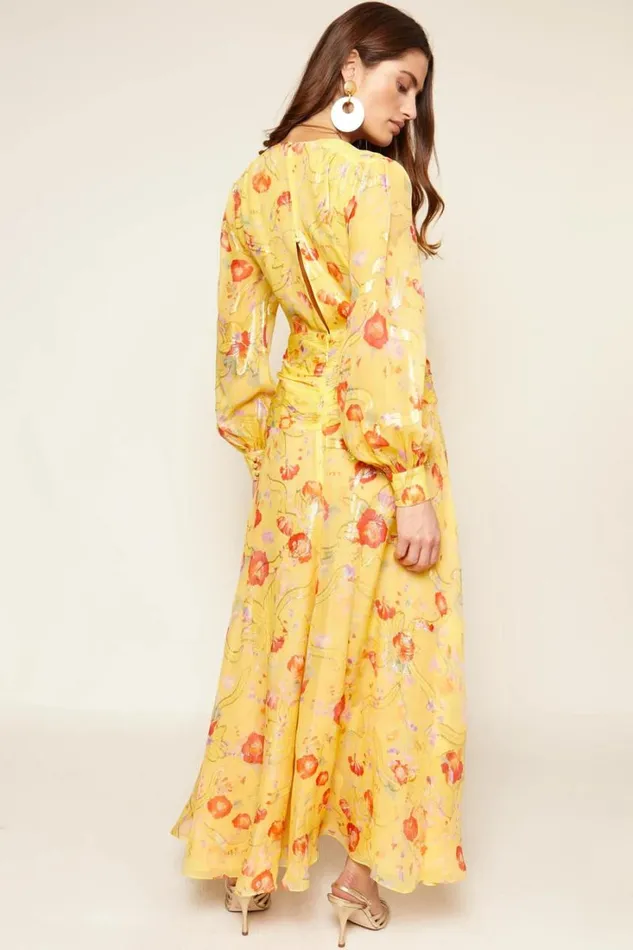 Women RIXO All Clothing Meera SilkBlend Gown Waterblossom Yellow