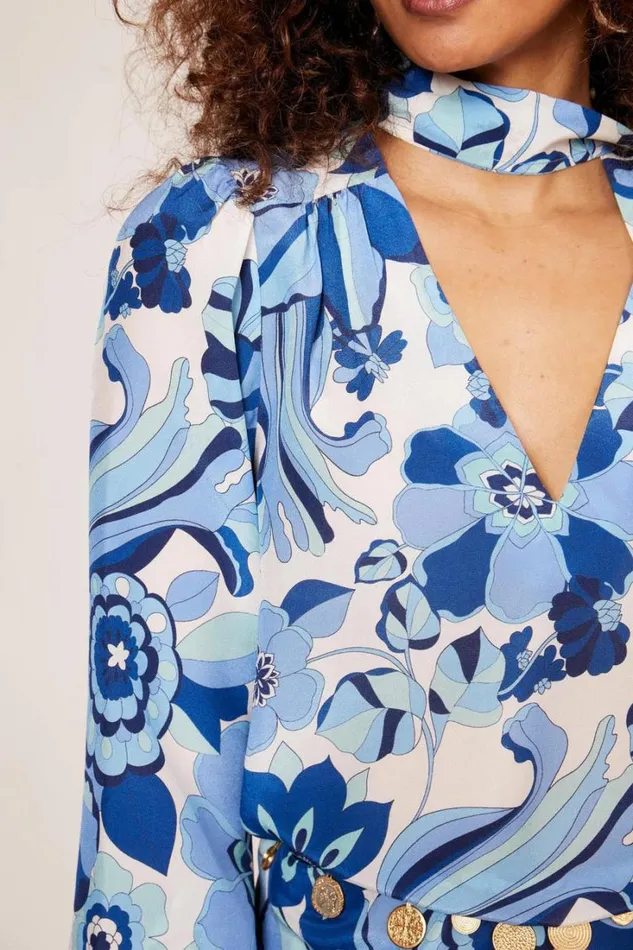 Women RIXO All Clothing Moss Silk Blouse Miami Floral Ivory