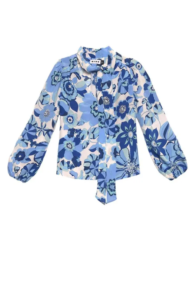 Women RIXO All Clothing Moss Silk Blouse Miami Floral Ivory
