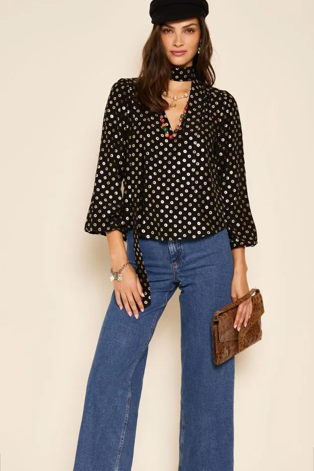 Women RIXO All Clothing Moss Silk Blouse Shibori Gold